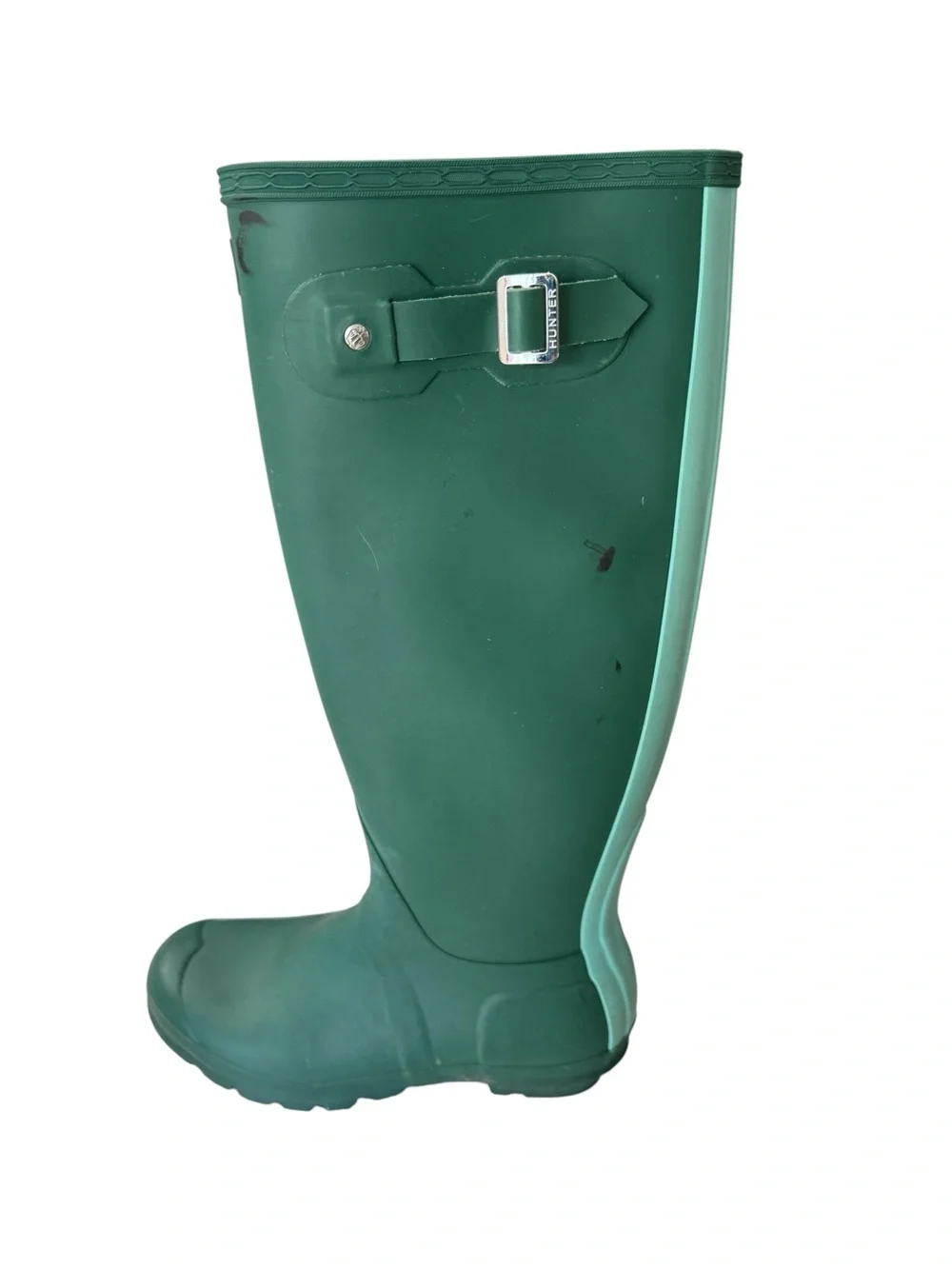 Hunter Original Tall Matte Green Wellington Rubber Rain Boots Size 8 - Picture 4 of 12